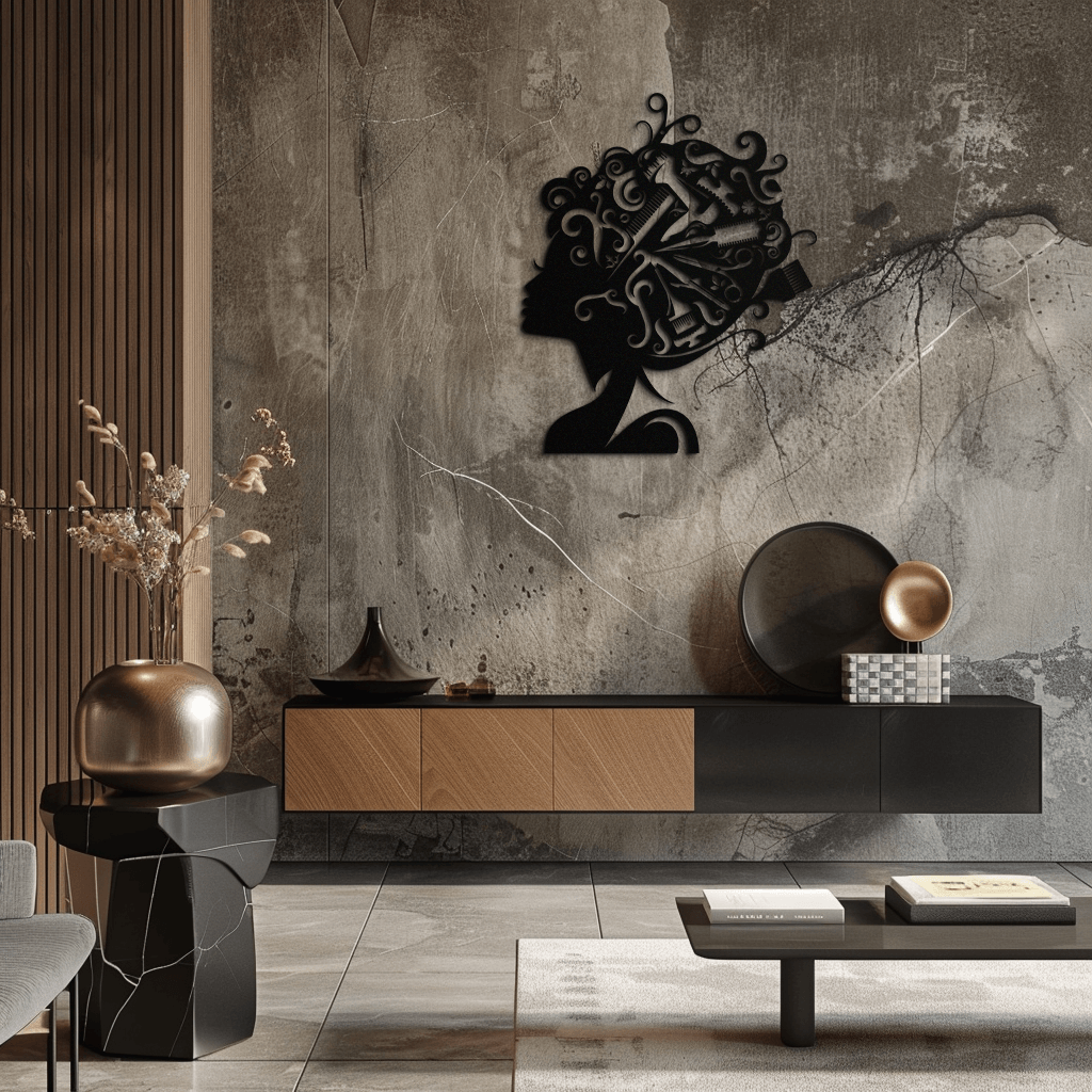 Hair Stylist Metal Wall Art - Steel Wall Decor for Salons and Studios - KAF004
