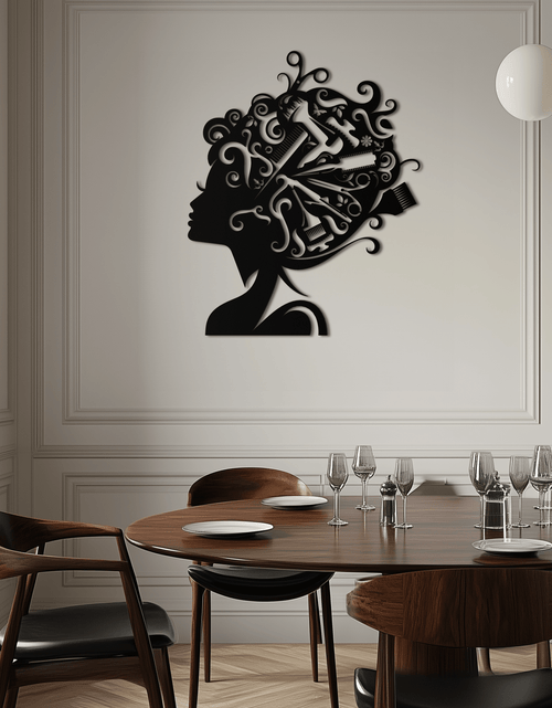 Load image into Gallery viewer, Hair Stylist Metal Wall Art - Steel Wall Decor for Salons and Studios - KAF004
