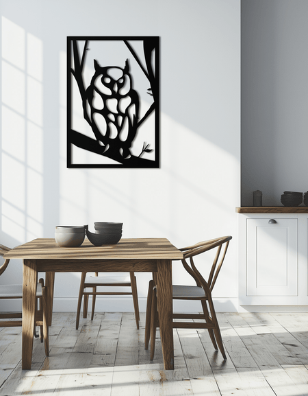 Baykuş Metal Duvar Sanatı - Ev ve Ofis için Çelik Duvar Dekoru - KAF006