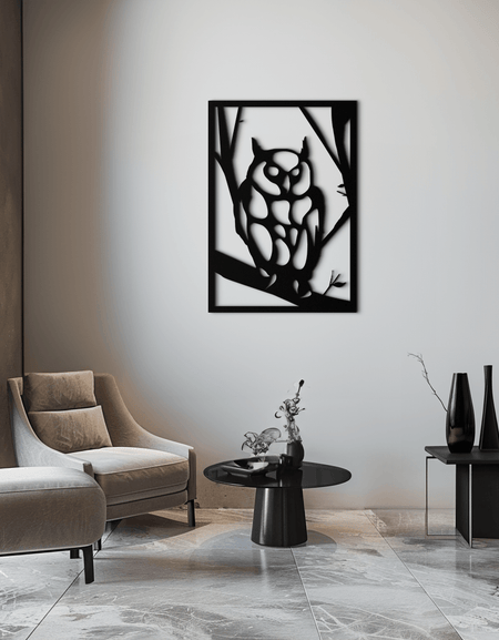 Baykuş Metal Duvar Sanatı - Ev ve Ofis için Çelik Duvar Dekoru - KAF006