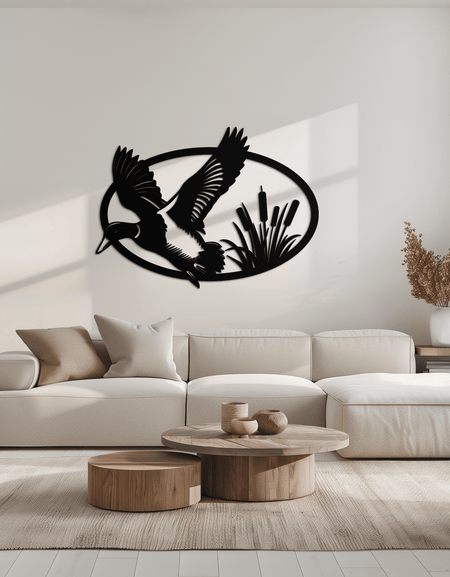 Flying Duck Metal Wall Art - Steel Wall Decor for Home and Cabin - KAF007