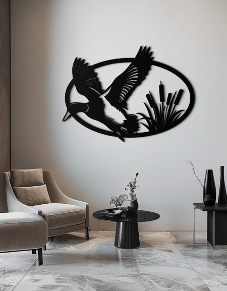 Flying Duck Metal Wall Art - Steel Wall Decor for Home and Cabin - KAF007