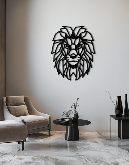 Geometric Lion Metal Wall Art - Steel Wall Decor for Home and Office - KAF008