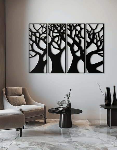 Ağaç Panel Metal Duvar Sanatı - Ev ve Ofis için Çelik Duvar Dekoru - KAF009