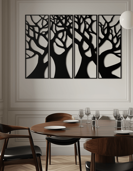 Ağaç Panel Metal Duvar Sanatı - Ev ve Ofis için Çelik Duvar Dekoru - KAF009