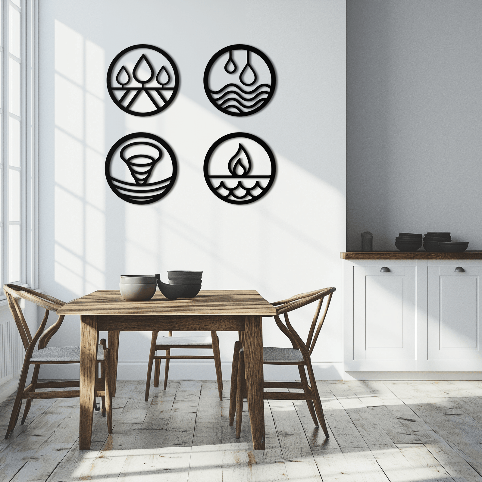 Four Elements Metal Duvar Sanatı - Ev ve Ofis için Çelik Duvar Dekoru - KAF010