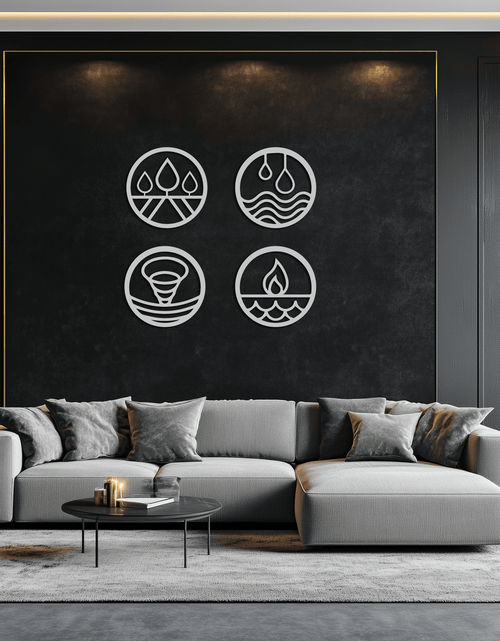 Resmi Galeri görüntüleyicisine yükleyin, Four Elements Metal Duvar Sanatı - Ev ve Ofis için Çelik Duvar Dekoru - KAF010
