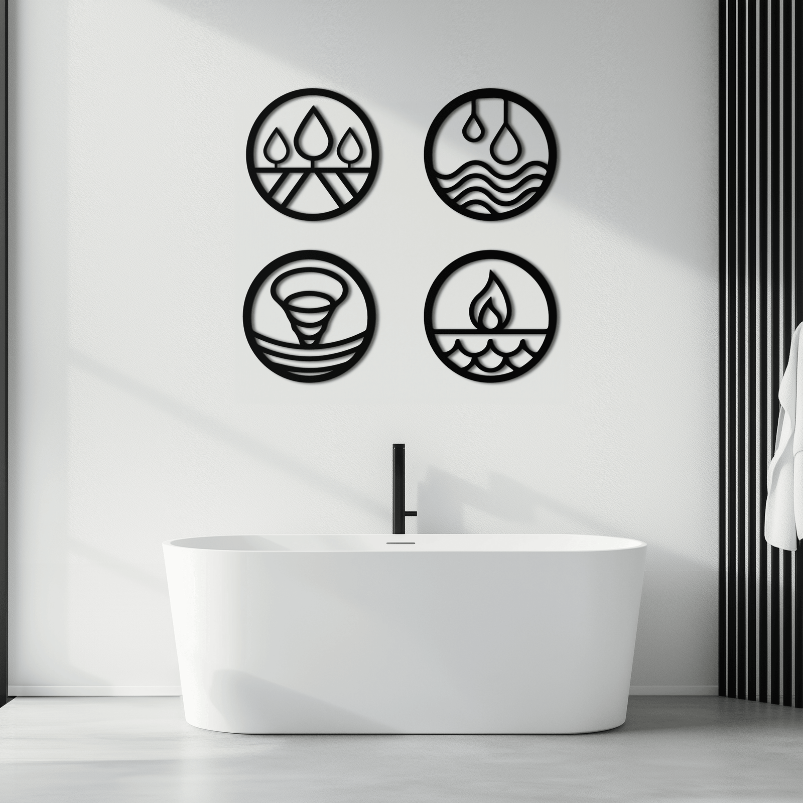 Four Elements Metal Duvar Sanatı - Ev ve Ofis için Çelik Duvar Dekoru - KAF010