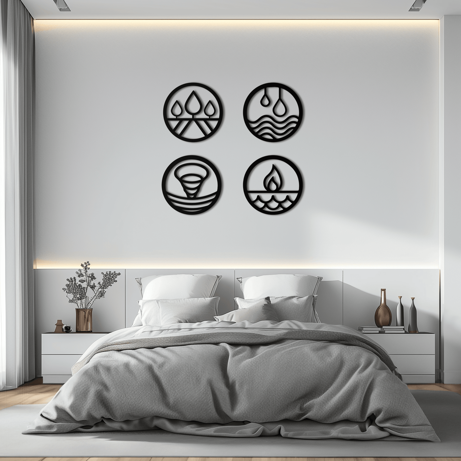 Four Elements Metal Duvar Sanatı - Ev ve Ofis için Çelik Duvar Dekoru - KAF010