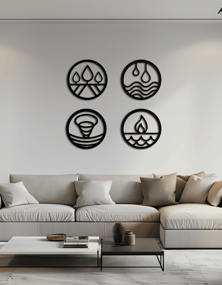 Four Elements Metal Wall Art - Steel Wall Decor for Home and Office - KAF010