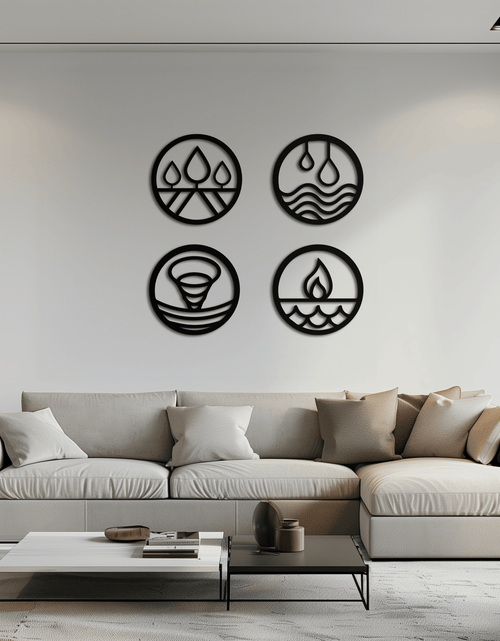 Resmi Galeri görüntüleyicisine yükleyin, Four Elements Metal Duvar Sanatı - Ev ve Ofis için Çelik Duvar Dekoru - KAF010

