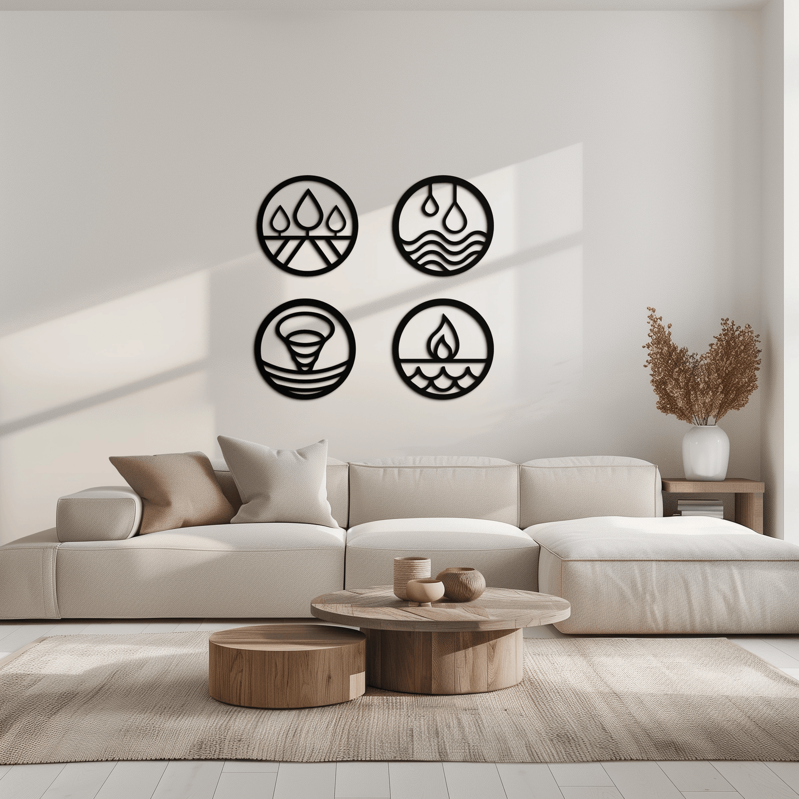 Four Elements Metal Duvar Sanatı - Ev ve Ofis için Çelik Duvar Dekoru - KAF010
