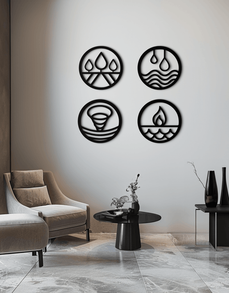 Four Elements Metal Wall Art - Steel Wall Decor for Home and Office - KAF010