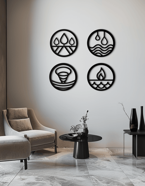 Resmi Galeri görüntüleyicisine yükleyin, Four Elements Metal Duvar Sanatı - Ev ve Ofis için Çelik Duvar Dekoru - KAF010
