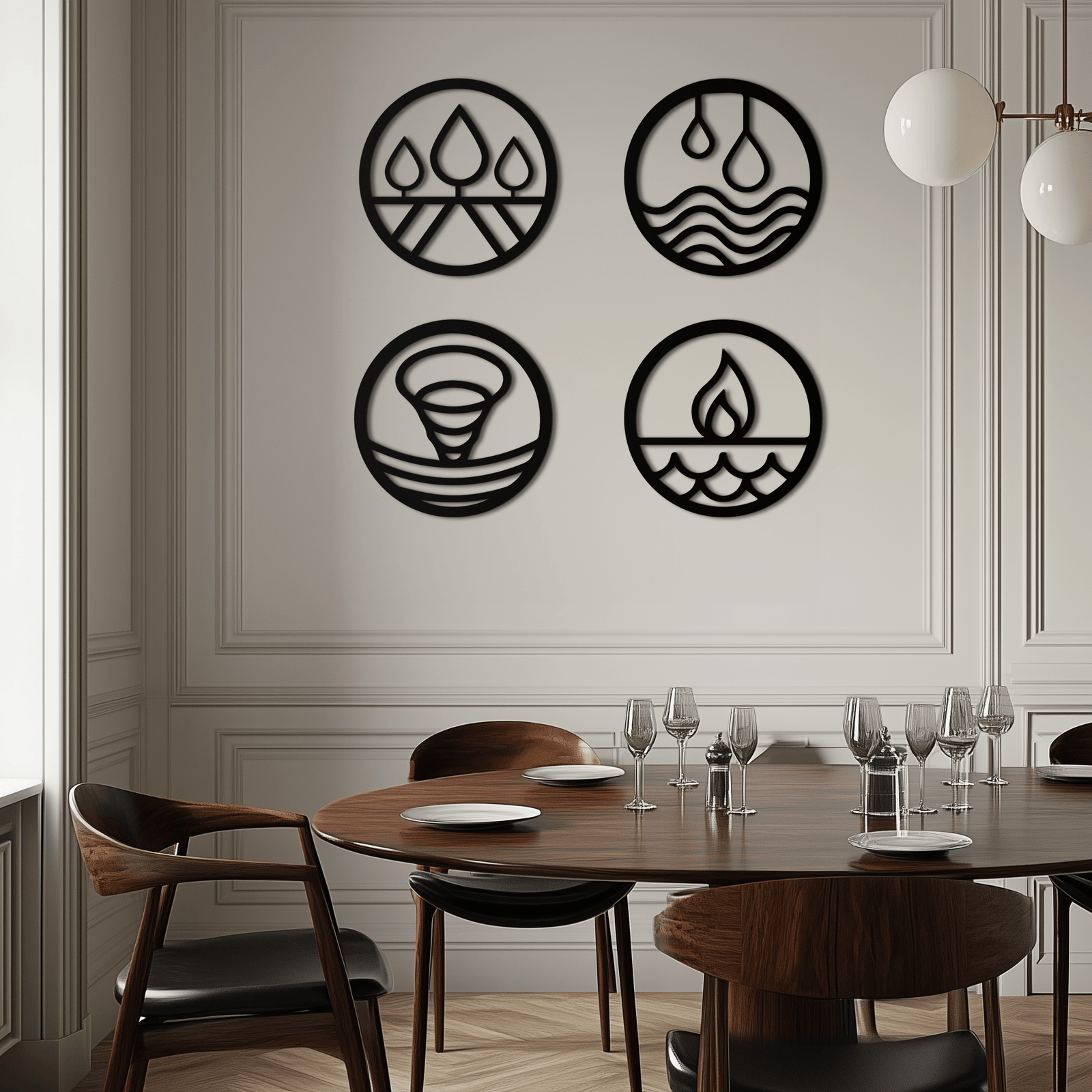 Four Elements Metal Duvar Sanatı - Ev ve Ofis için Çelik Duvar Dekoru - KAF010