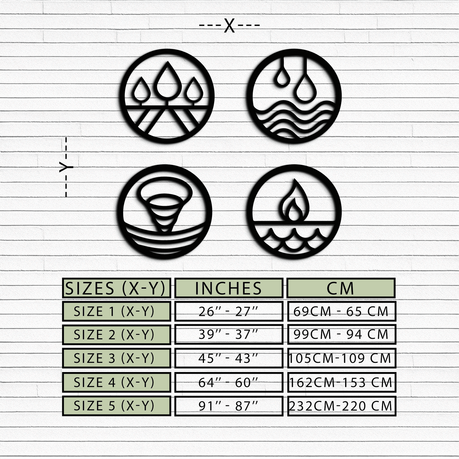Four Elements Metal Duvar Sanatı - Ev ve Ofis için Çelik Duvar Dekoru - KAF010