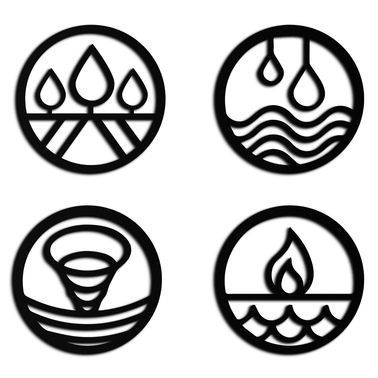 Four Elements Metal Duvar Sanatı - Ev ve Ofis için Çelik Duvar Dekoru - KAF010