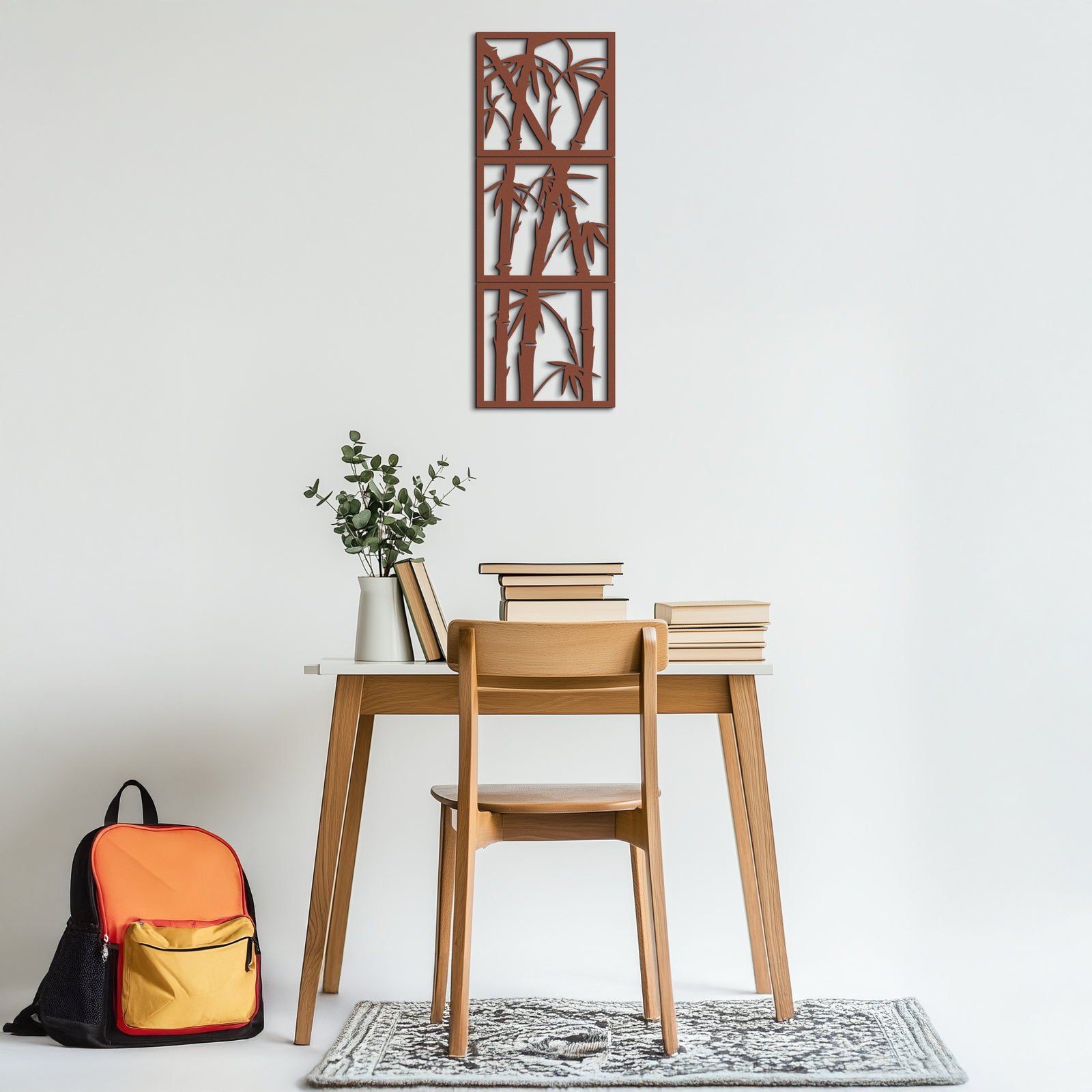 Bamboo Panel Metal Wall Art - Steel Wall Decor for Home and Office - KAF011