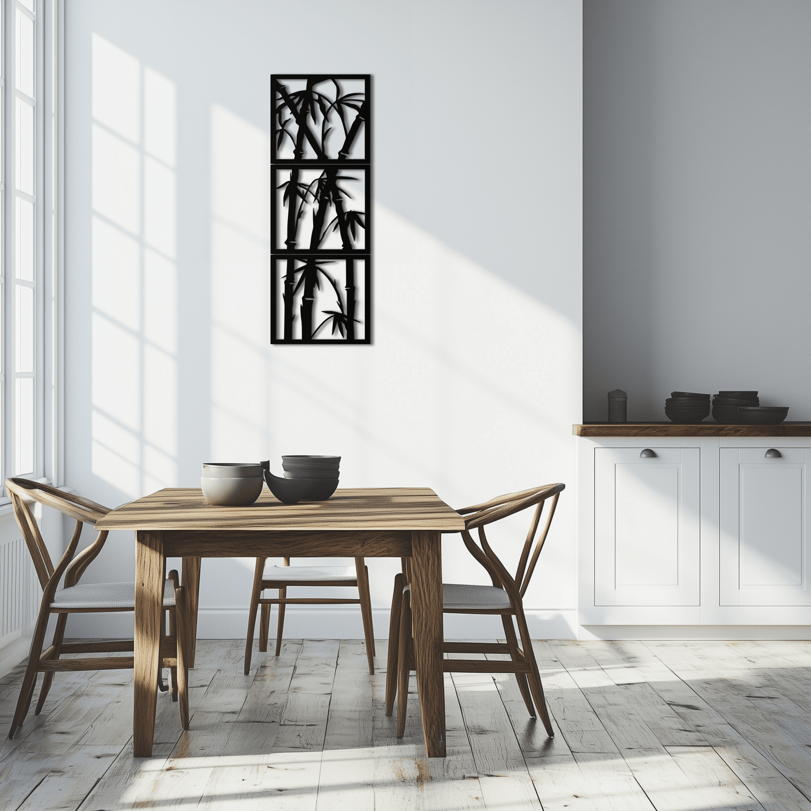 Bambu Panel Metal Duvar Sanatı - Ev ve Ofis için Çelik Duvar Dekoru - KAF011
