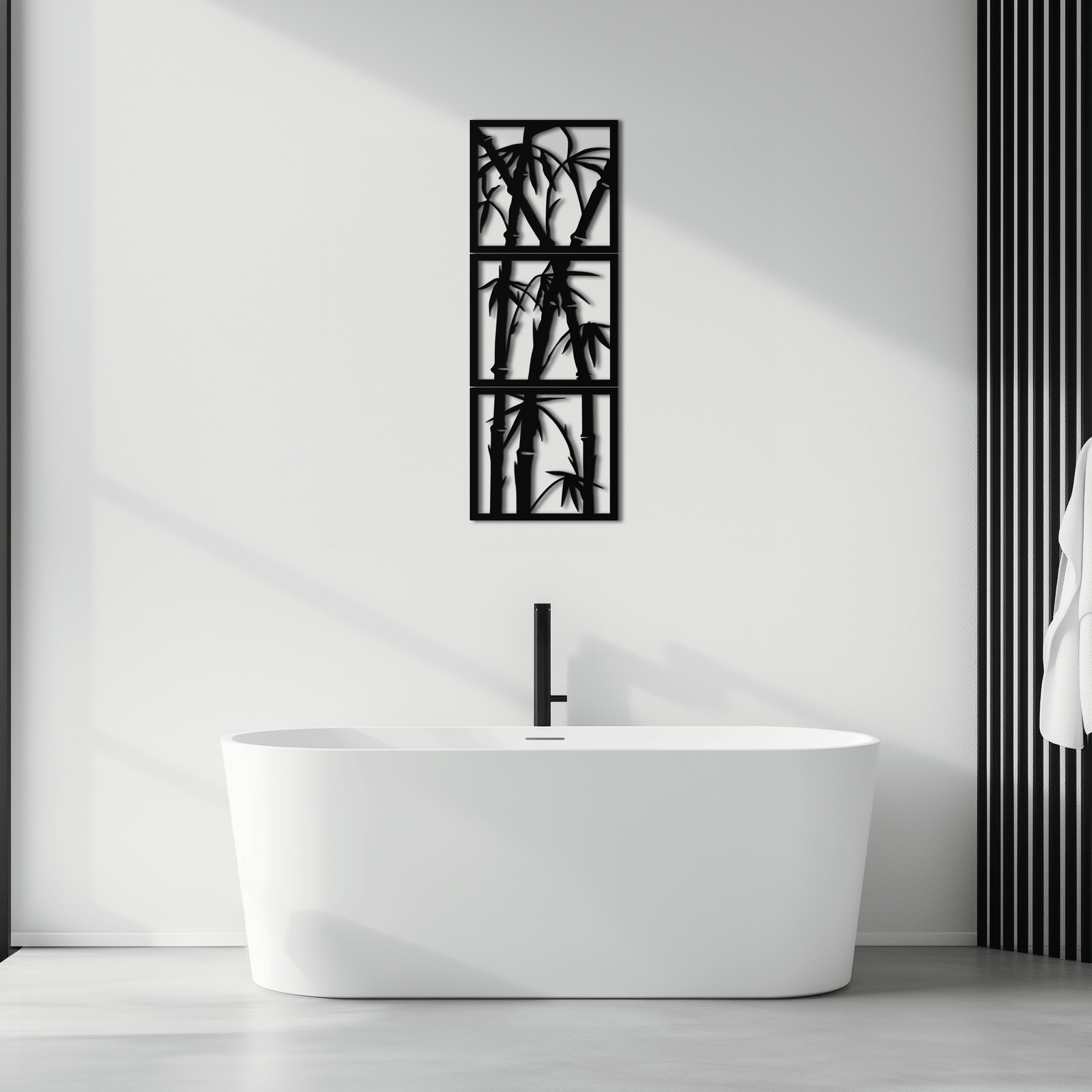 Bambu Panel Metal Duvar Sanatı - Ev ve Ofis için Çelik Duvar Dekoru - KAF011