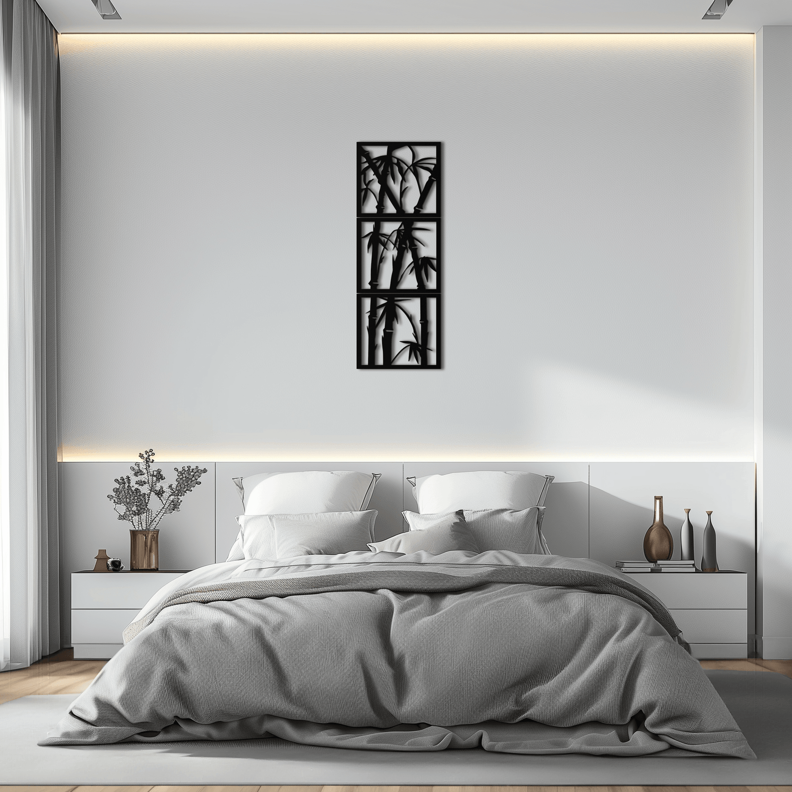 Bambu Panel Metal Duvar Sanatı - Ev ve Ofis için Çelik Duvar Dekoru - KAF011