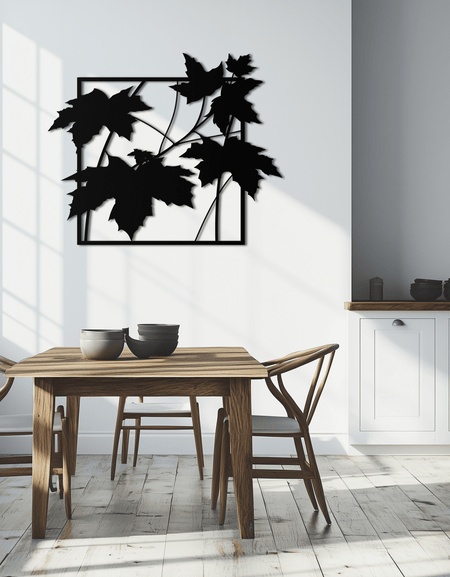 Akçaağaç Yaprağı Metal Duvar Sanatı - Ev ve Ofis için Çelik Duvar Dekoru - KAF012