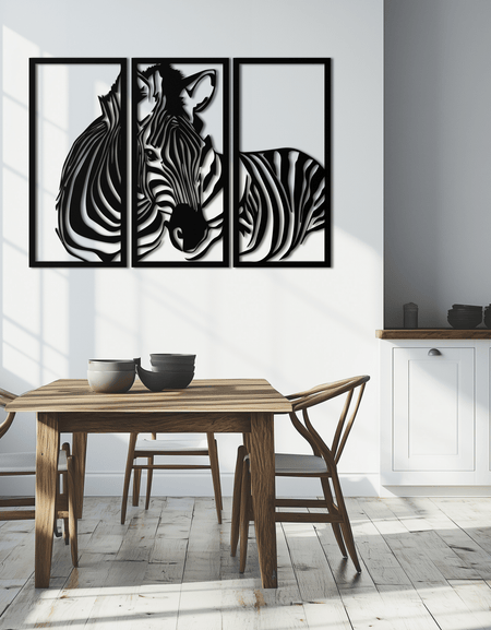 Zebra Panel Metal Duvar Sanatı - Ev ve Ofis için Çelik Duvar Dekoru - KAF014