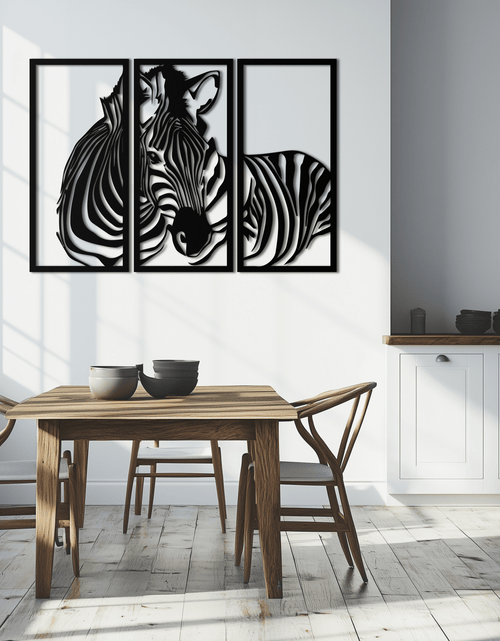 Load image into Gallery viewer, Zebra Panel Metal Wall Art - Steel Wall Decor for Home and Office - KAF014
