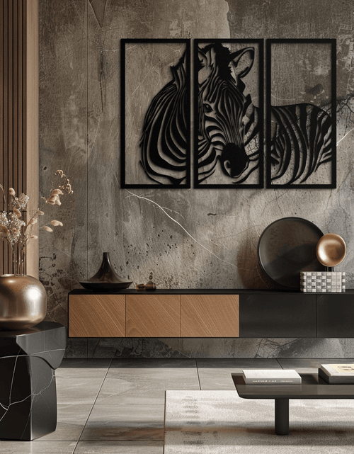 Load image into Gallery viewer, Zebra Panel Metal Wall Art - Steel Wall Decor for Home and Office - KAF014
