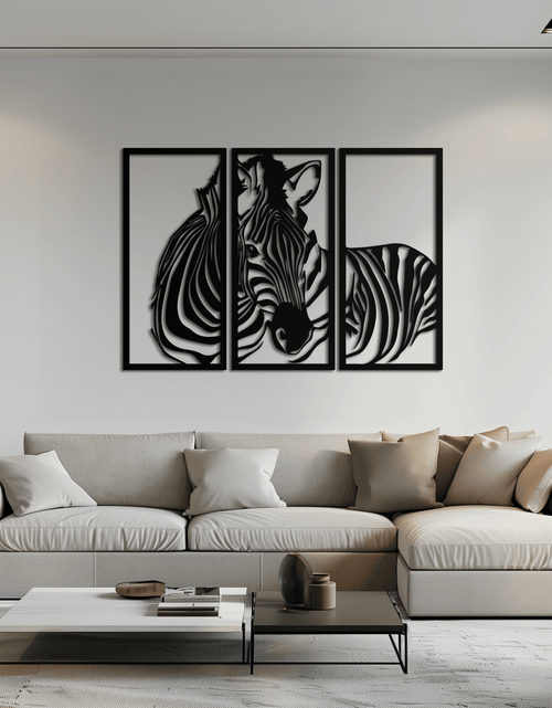 Load image into Gallery viewer, Zebra Panel Metal Wall Art - Steel Wall Decor for Home and Office - KAF014
