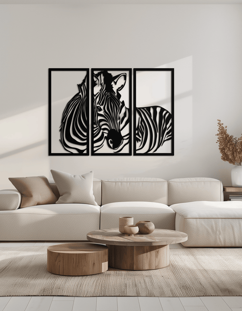 Load image into Gallery viewer, Zebra Panel Metal Wall Art - Steel Wall Decor for Home and Office - KAF014
