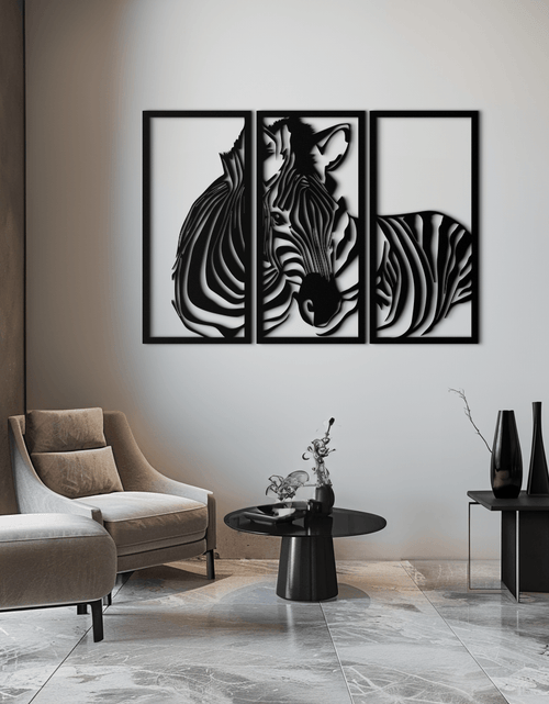Load image into Gallery viewer, Zebra Panel Metal Wall Art - Steel Wall Decor for Home and Office - KAF014
