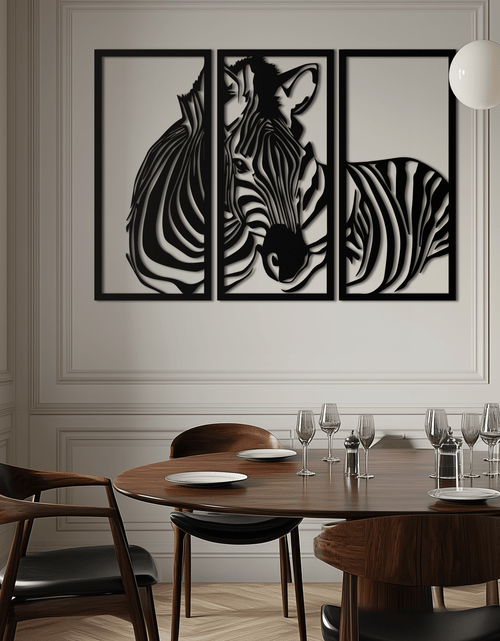 Load image into Gallery viewer, Zebra Panel Metal Wall Art - Steel Wall Decor for Home and Office - KAF014
