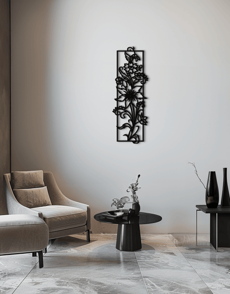 Floral Panel Metal Wall Art - Steel Wall Decor for Home and Office - KAF015
