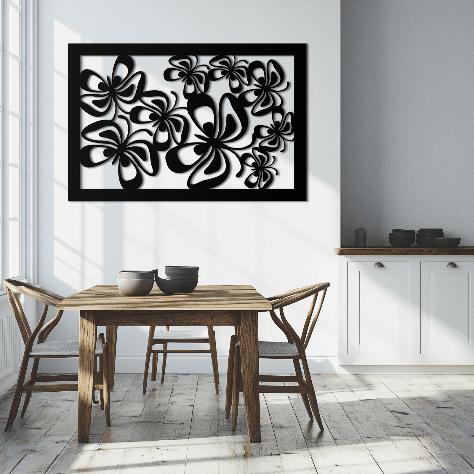 Floral Burst Metal Duvar Sanatı - Ev ve Ofis için Çelik Duvar Dekoru - KAF016