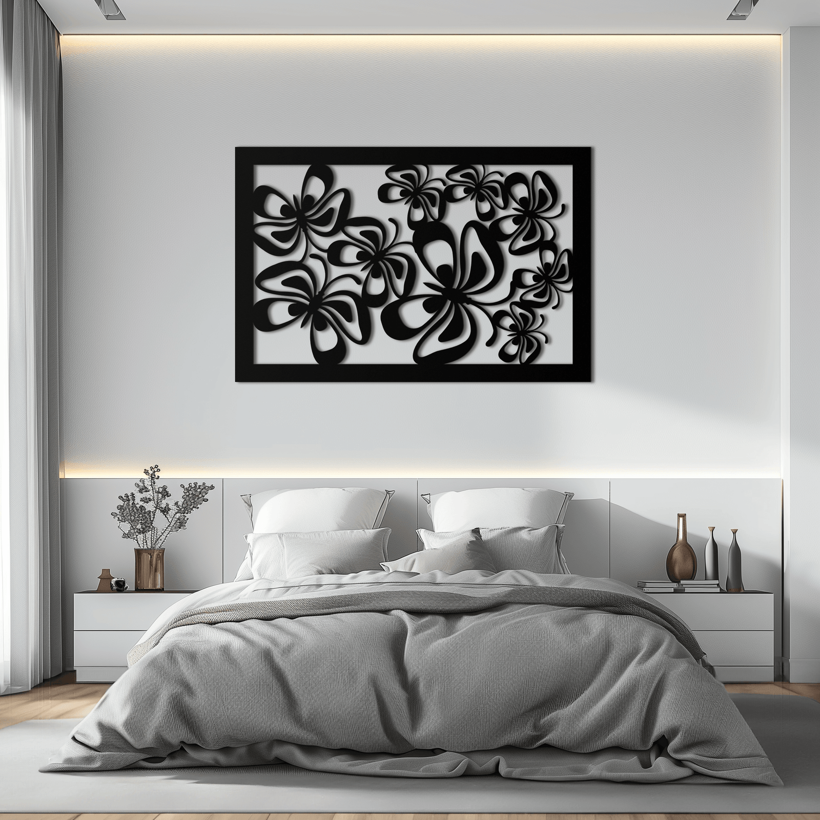 Floral Burst Metal Duvar Sanatı - Ev ve Ofis için Çelik Duvar Dekoru - KAF016
