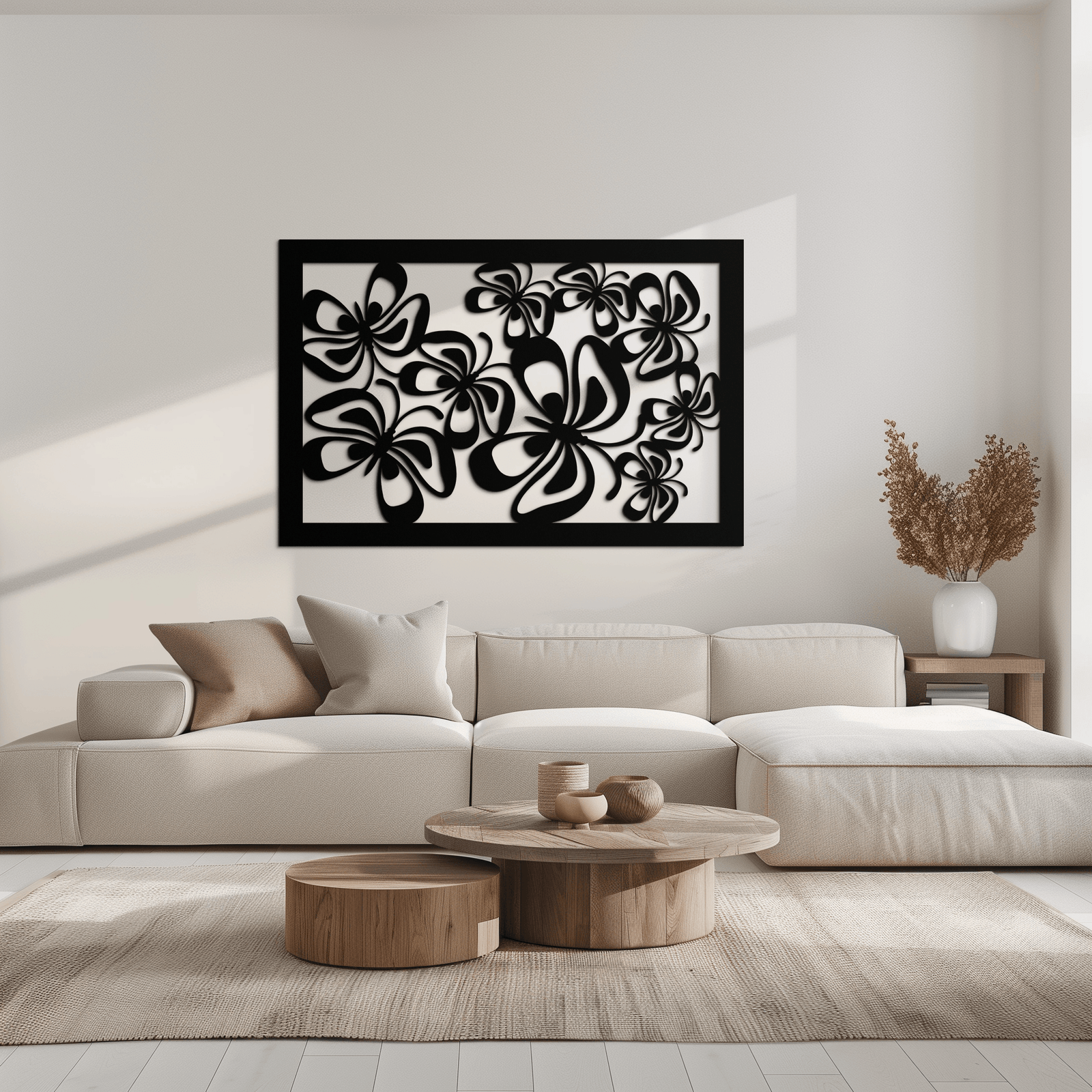 Floral Burst Metal Duvar Sanatı - Ev ve Ofis için Çelik Duvar Dekoru - KAF016