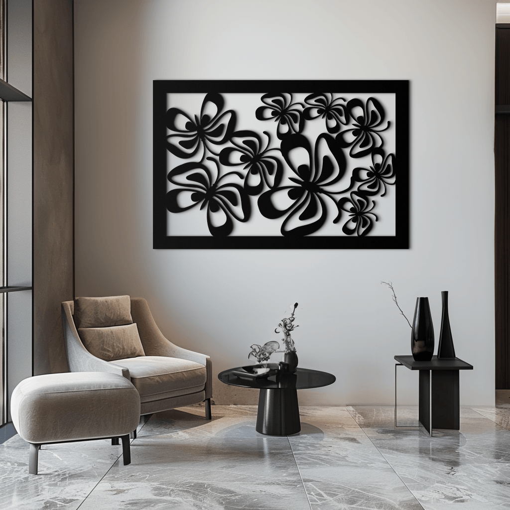 Floral Burst Metal Duvar Sanatı - Ev ve Ofis için Çelik Duvar Dekoru - KAF016