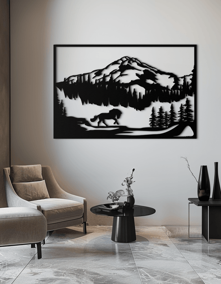 Dağ Atı Metal Duvar Sanatı - Ev ve Kulübe için Çelik Duvar Dekoru - KAF019