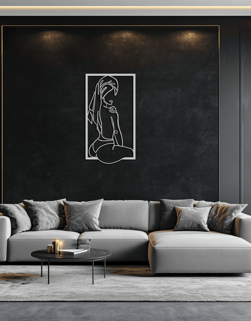Resmi Galeri görüntüleyicisine yükleyin, Minimalist Kadın Çizgi Sanatı Metal Duvar Dekoru - Modern Çelik Duvar Sanatı - KAF022
