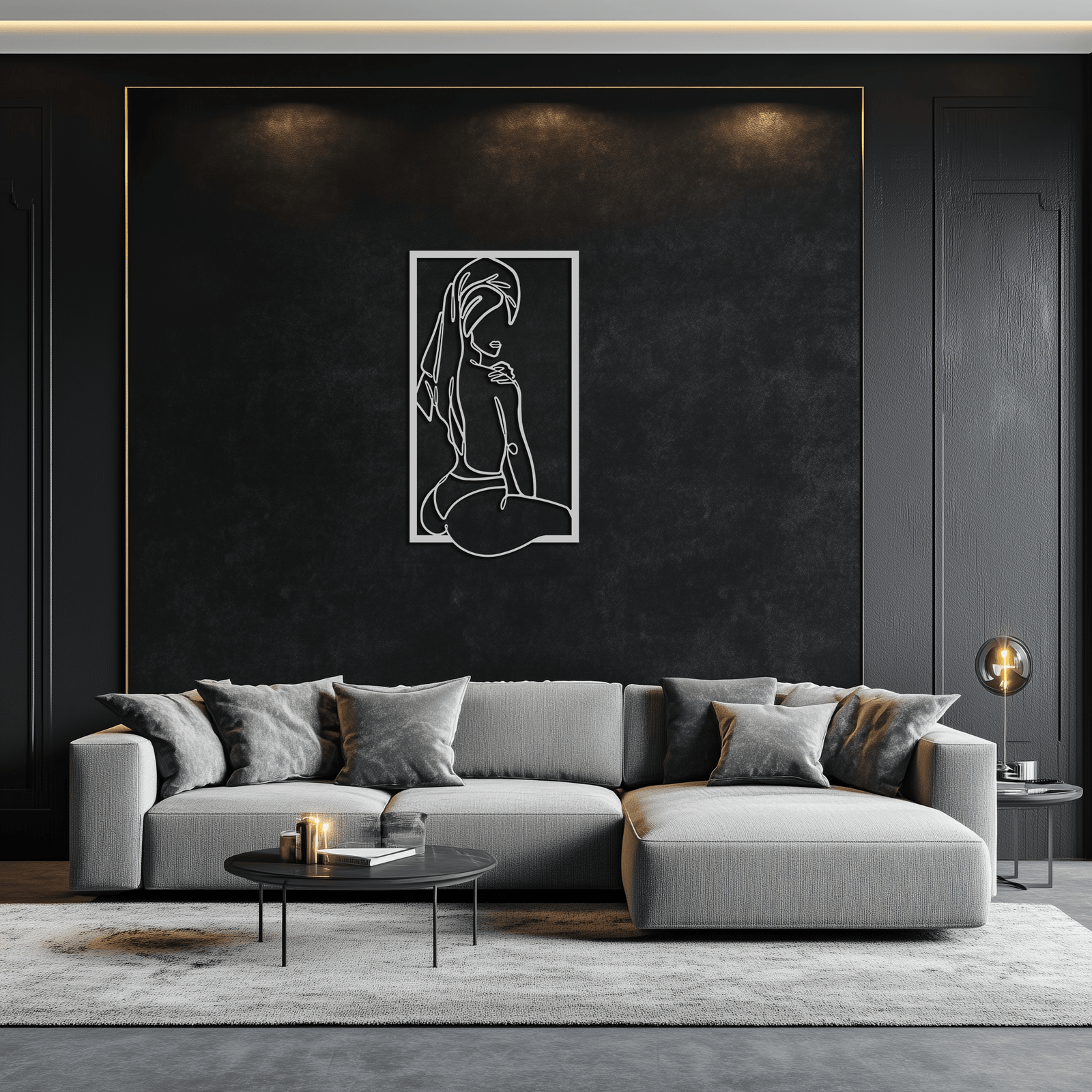 Minimalist Kadın Çizgi Sanatı Metal Duvar Dekoru - Modern Çelik Duvar Sanatı - KAF022