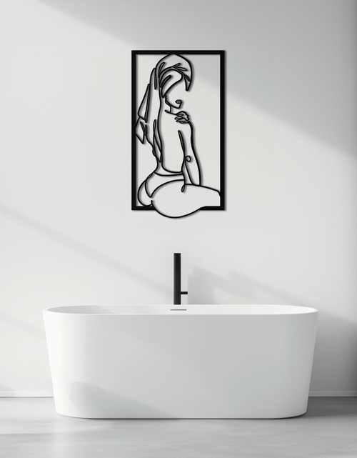 Resmi Galeri görüntüleyicisine yükleyin, Minimalist Kadın Çizgi Sanatı Metal Duvar Dekoru - Modern Çelik Duvar Sanatı - KAF022

