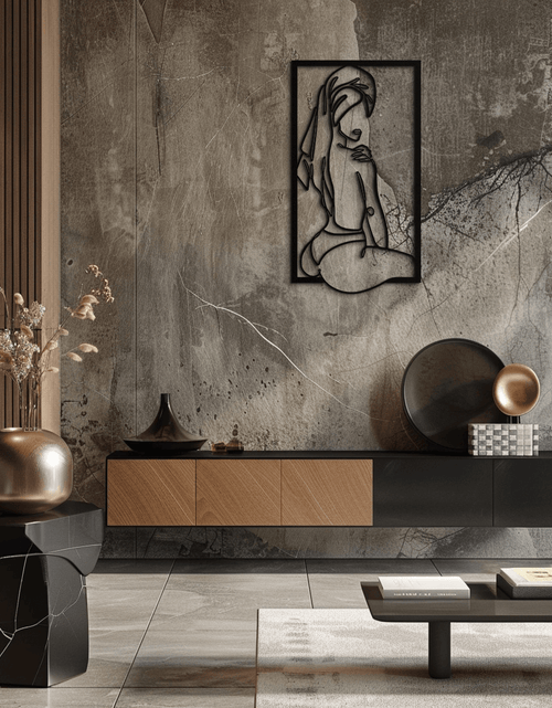 Resmi Galeri görüntüleyicisine yükleyin, Minimalist Kadın Çizgi Sanatı Metal Duvar Dekoru - Modern Çelik Duvar Sanatı - KAF022
