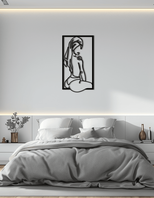 Resmi Galeri görüntüleyicisine yükleyin, Minimalist Kadın Çizgi Sanatı Metal Duvar Dekoru - Modern Çelik Duvar Sanatı - KAF022

