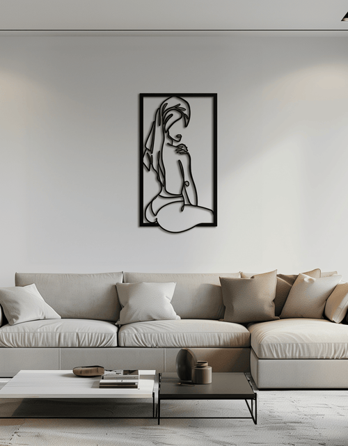 Resmi Galeri görüntüleyicisine yükleyin, Minimalist Kadın Çizgi Sanatı Metal Duvar Dekoru - Modern Çelik Duvar Sanatı - KAF022
