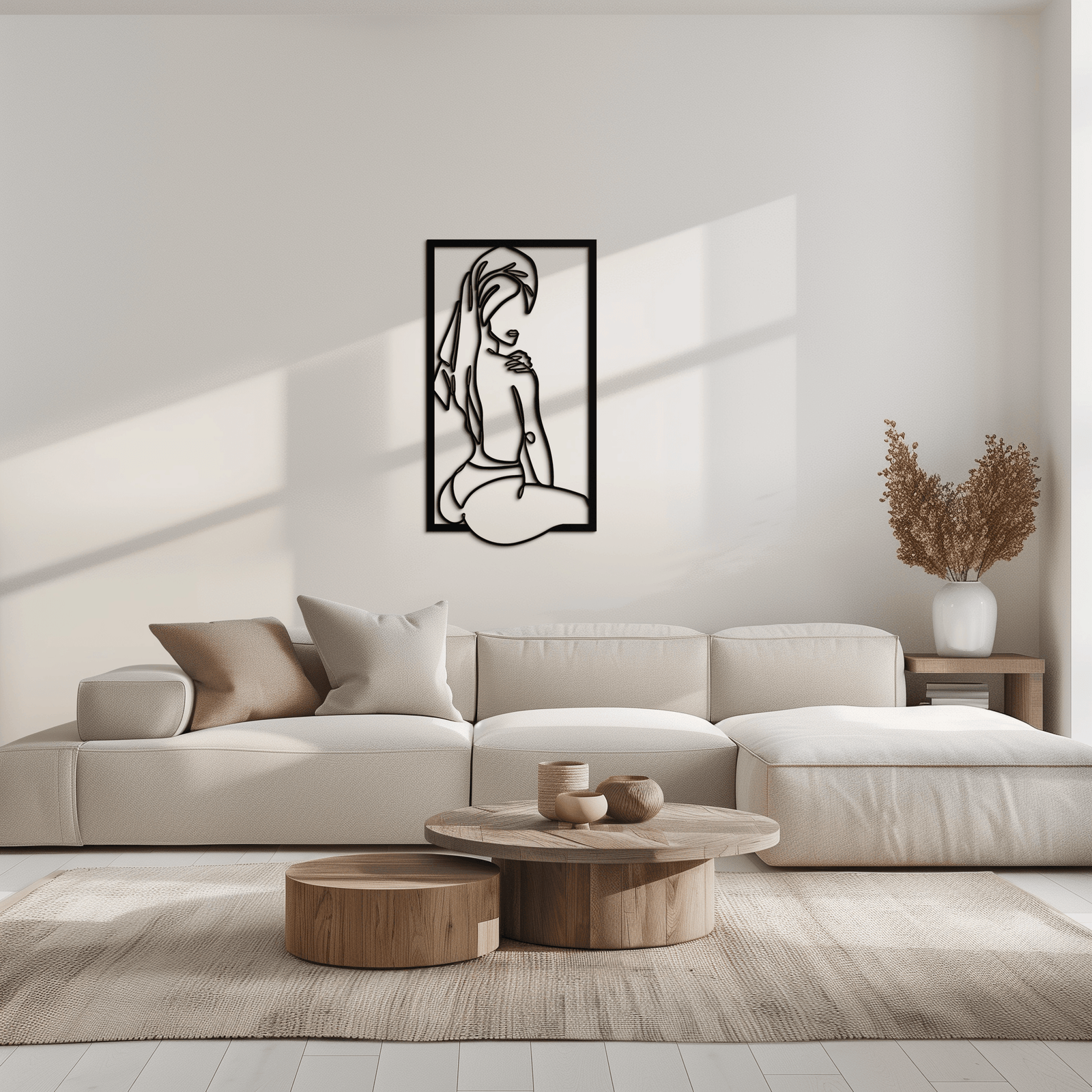 Minimalist Kadın Çizgi Sanatı Metal Duvar Dekoru - Modern Çelik Duvar Sanatı - KAF022