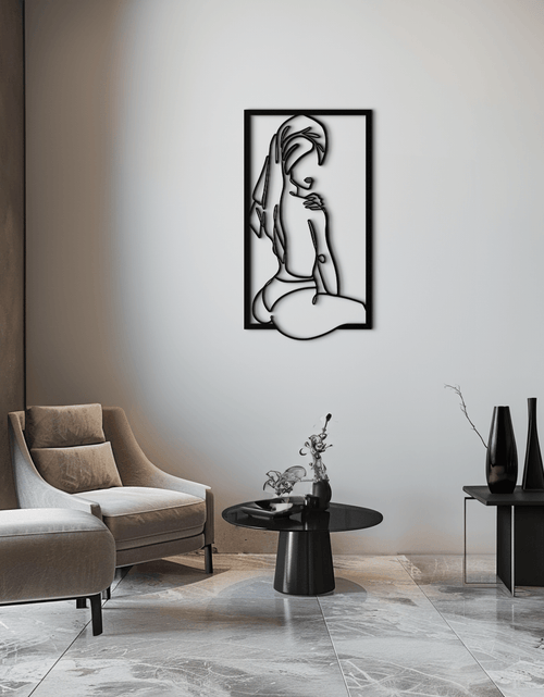 Resmi Galeri görüntüleyicisine yükleyin, Minimalist Kadın Çizgi Sanatı Metal Duvar Dekoru - Modern Çelik Duvar Sanatı - KAF022
