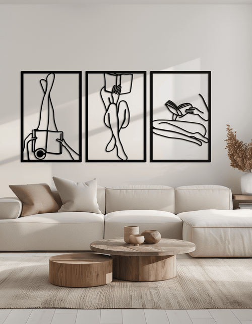 Load image into Gallery viewer, Reading Woman Metal Wall Art - Modern Minimalist Steel Wall Decor - KAF026
