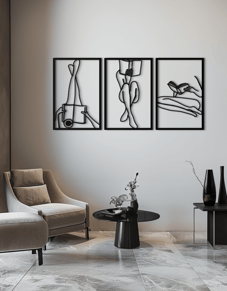 Reading Woman Metal Wall Art - Modern Minimalist Steel Wall Decor - KAF026