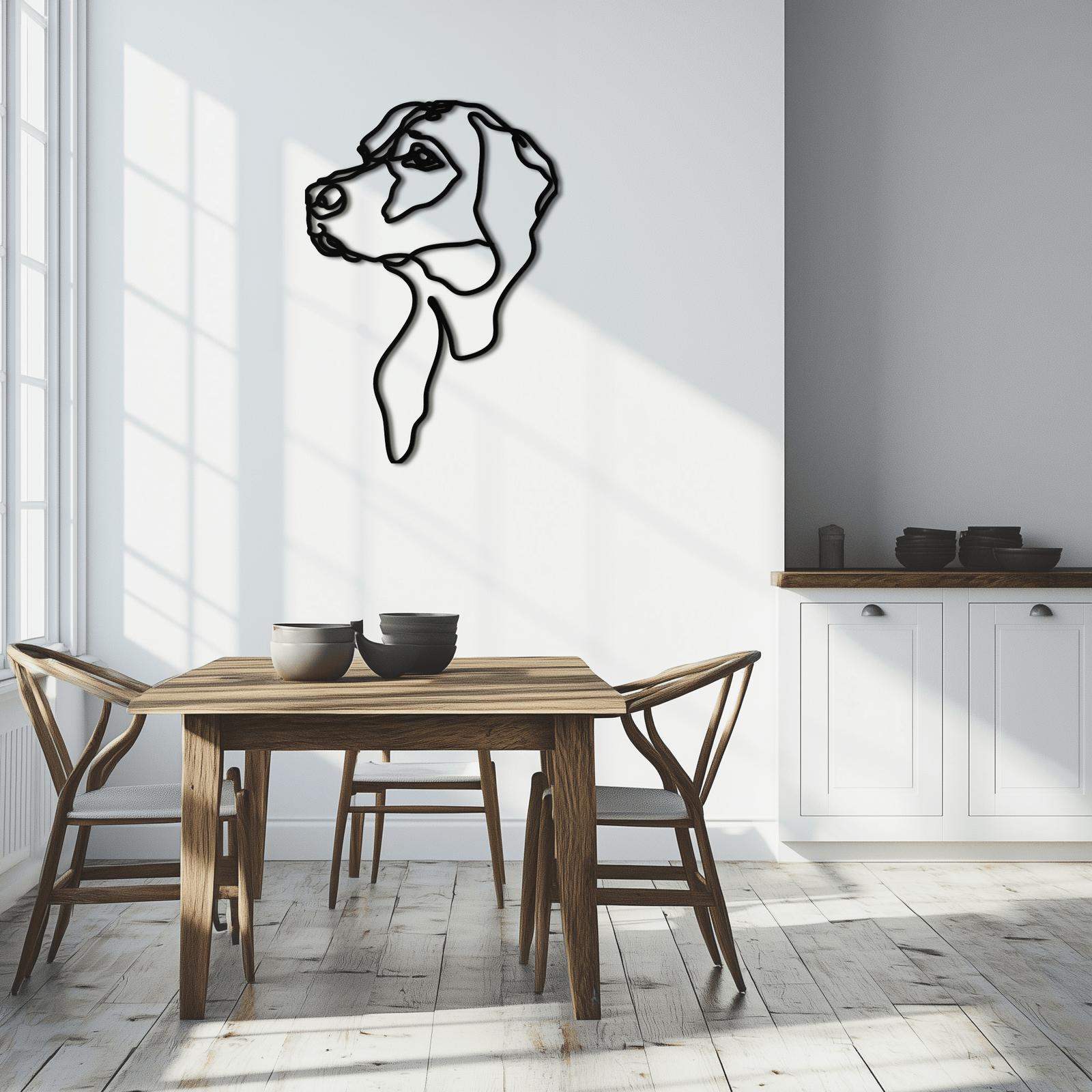Minimalist Köpek Çizgi Sanatı - Modern Metal Duvar Dekoru - KAF027